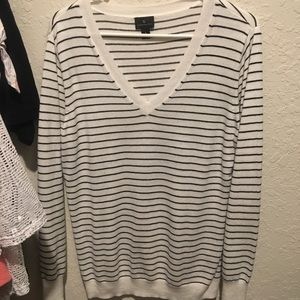 white & black striped sweater